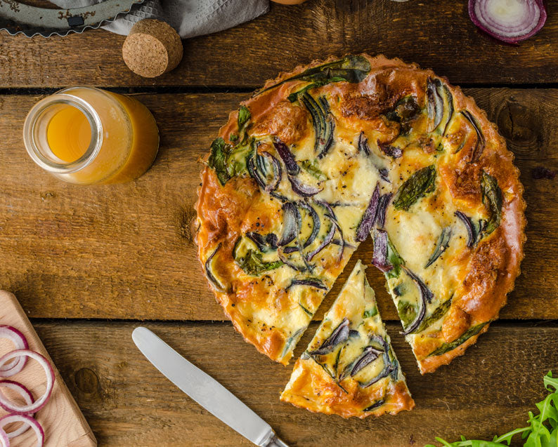 Red Onion and Courgette Quiche