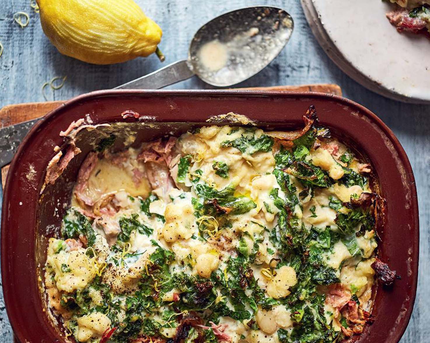 Chicken And Ham Hock Pie With Garlic Butterbean And Kale Mash