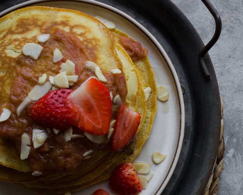 Pancakes with Rhubarb and Ginger Compote