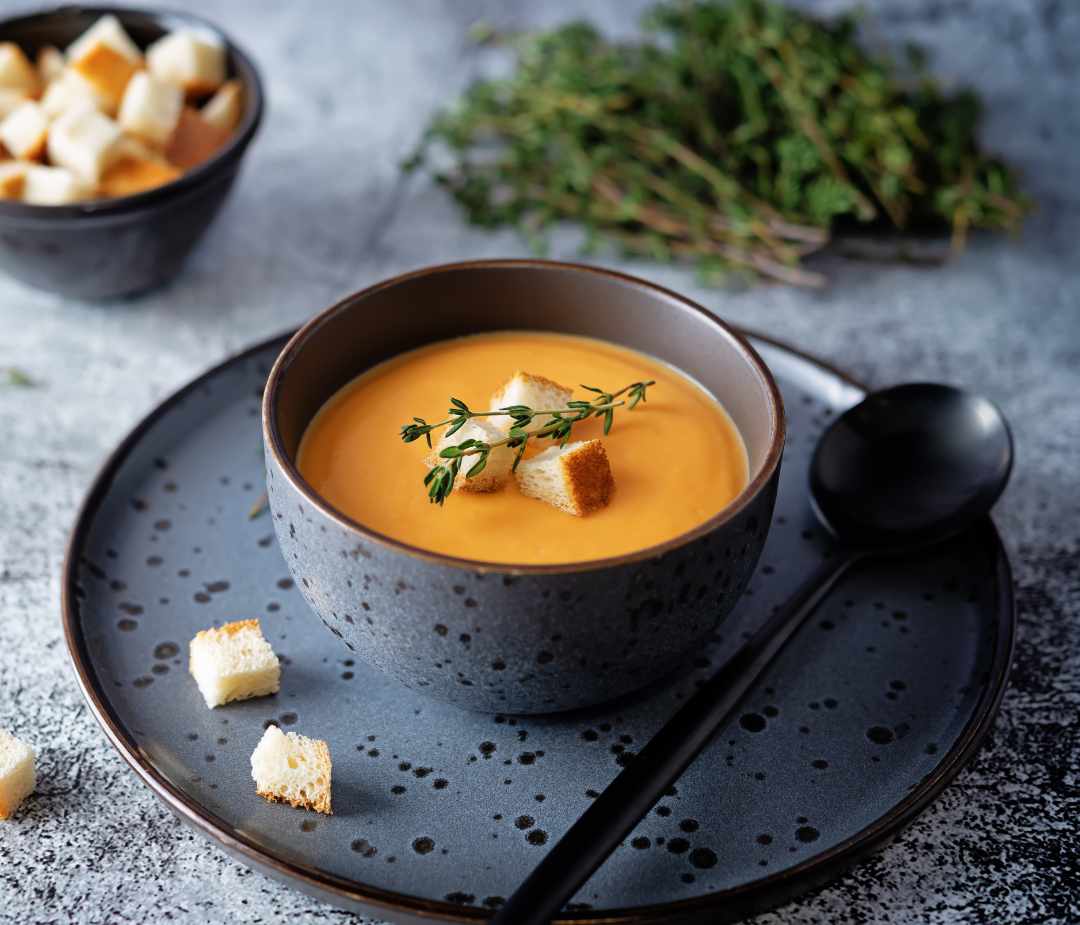 Spiced vegetable and roasted sweet potato soup