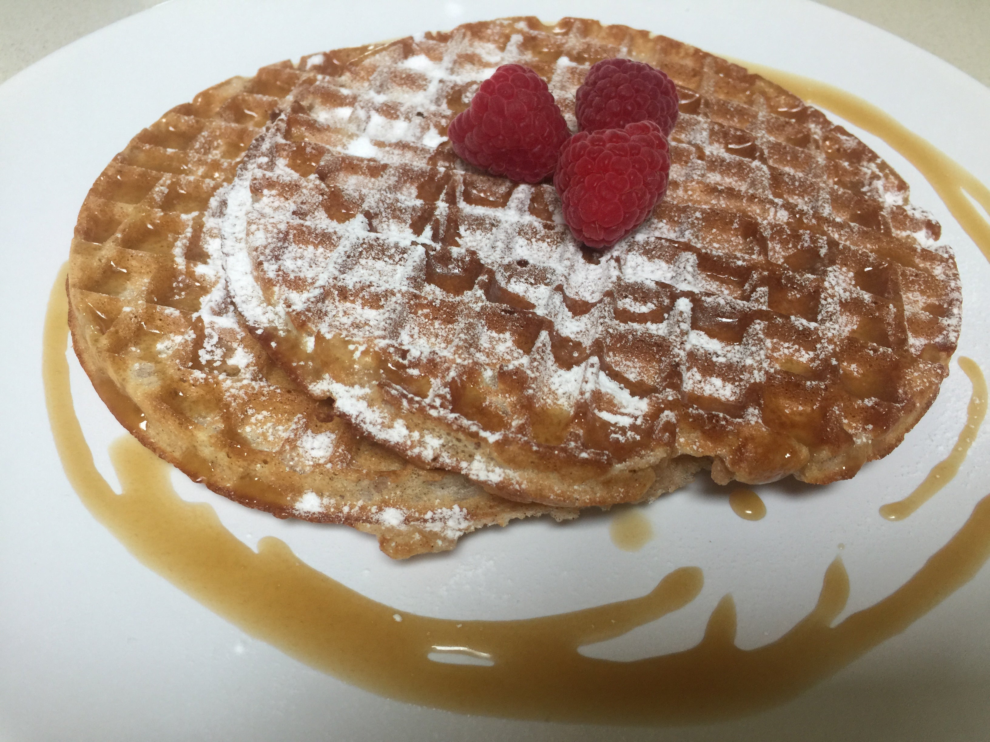Spelt & Cinnamon Waffles with Butterscotch Sauce
