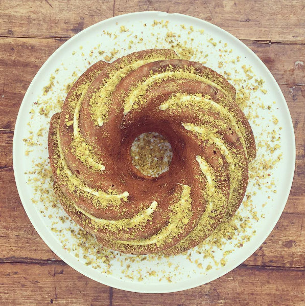 White Chocolate & Pistachio Bundt Cake by Mat Riley