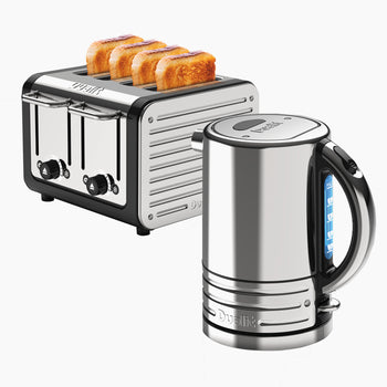 4 slice Architect Toaster and Kettle Bundle with 4 pieces of toast inserted into top of toaster